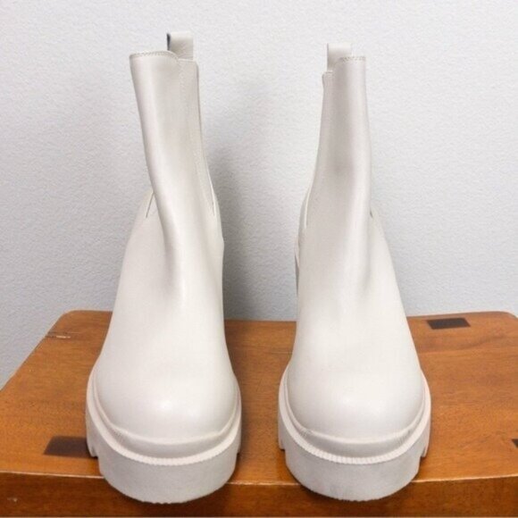 NEW Steve Madden Roxie Chelsea Heel Boot 11 Bone Leather Chunky Lug Sole - Picture 14 of 14